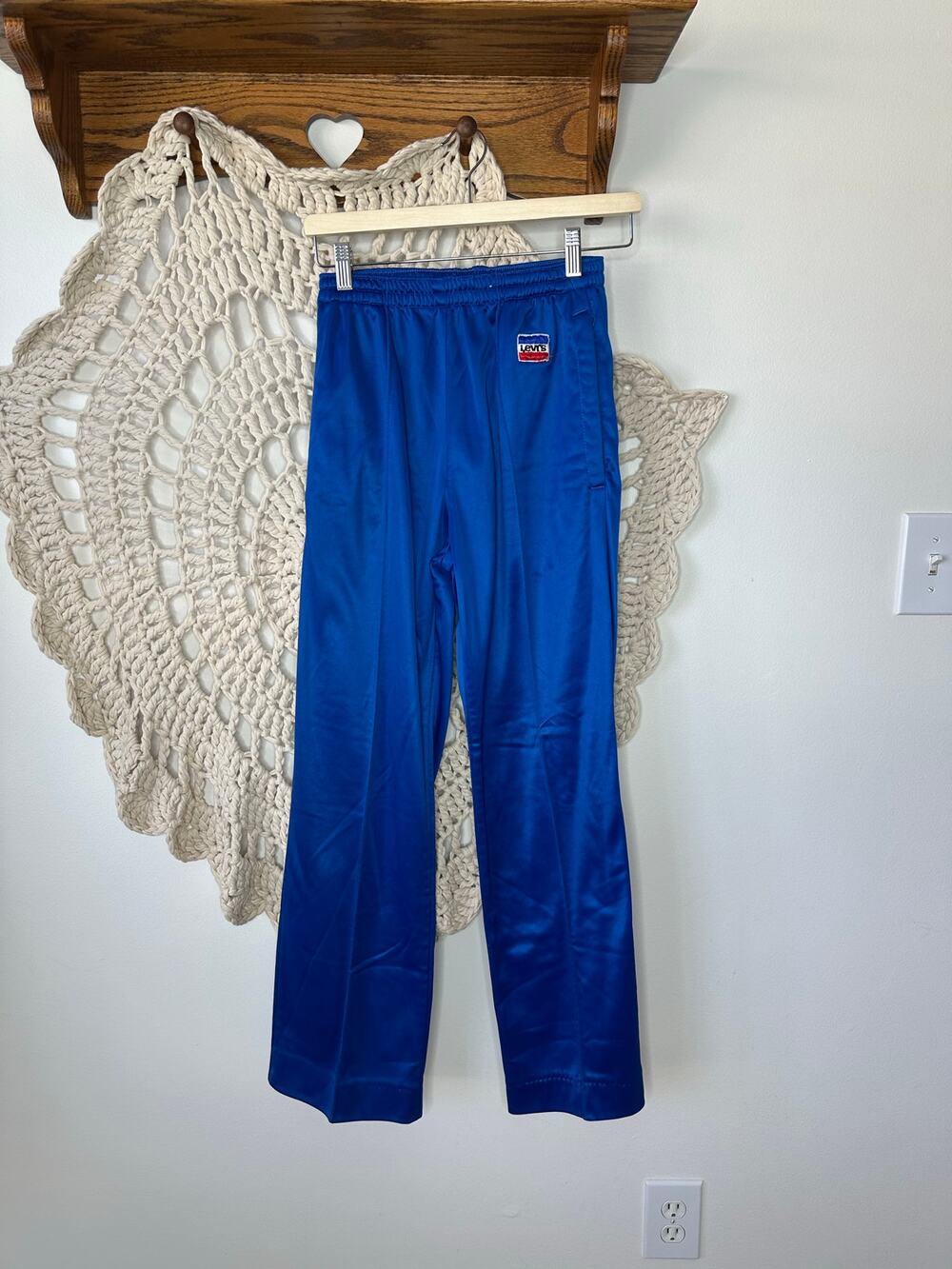 Levis Vintage 70s 80s Blue Satin Track Pants Size XS
